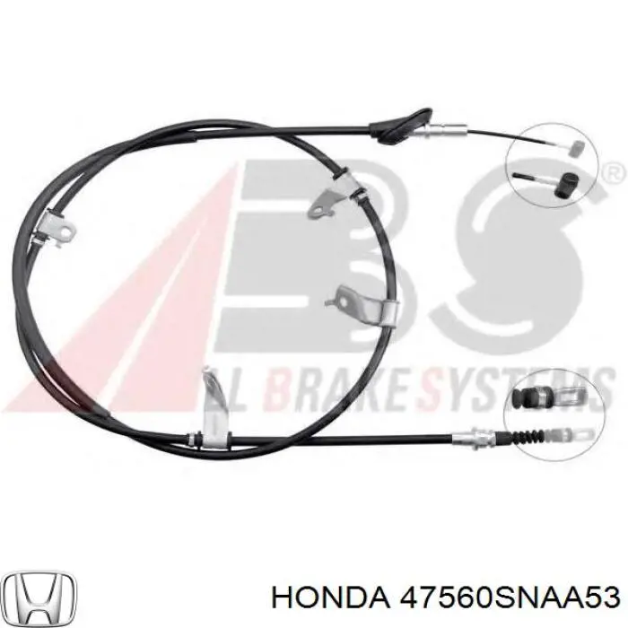 Трос стоянкового гальма задній лівий Honda 47560SNAA53 ціна, від 50.30 USD