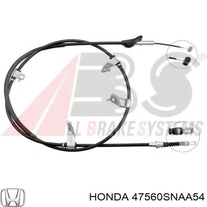 Трос стоянкового гальма задній лівий Honda 47560SNAA54 ціна, від 21.14 USD