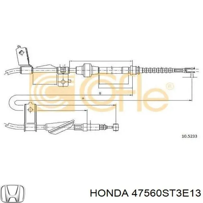 Трос ручного гальма задній, лівий 47560ST3E13 Honda