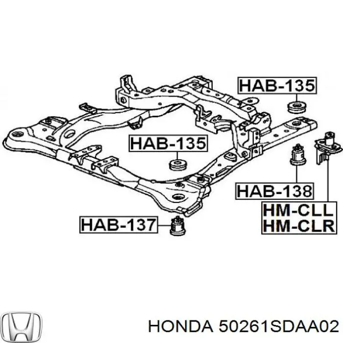 50261SDAA02 Honda Подушка передньої балки