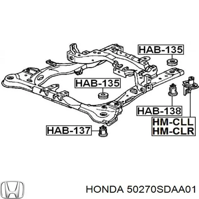 50270SDAA01 Honda сайлентблок передній балки/підрамника