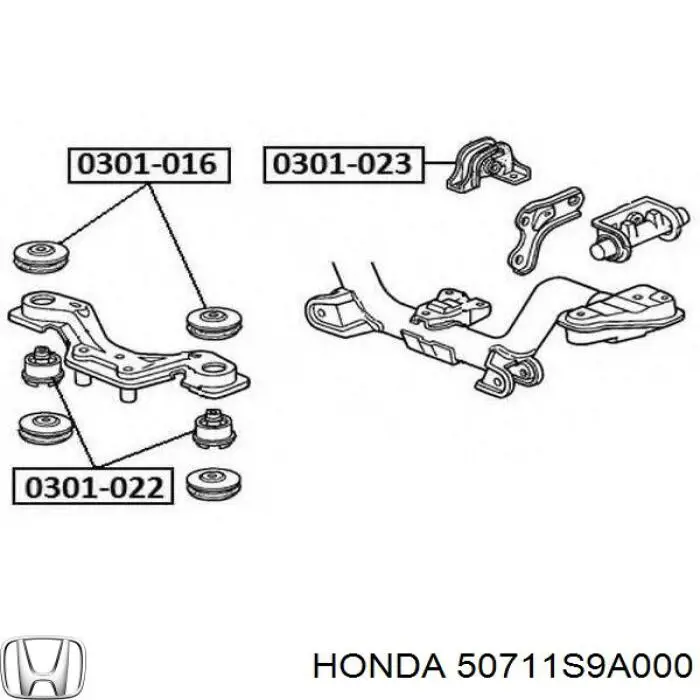 Купити 50711S9A000 Honda Сайлентблок траверси кріплення заднього редуктора, передній