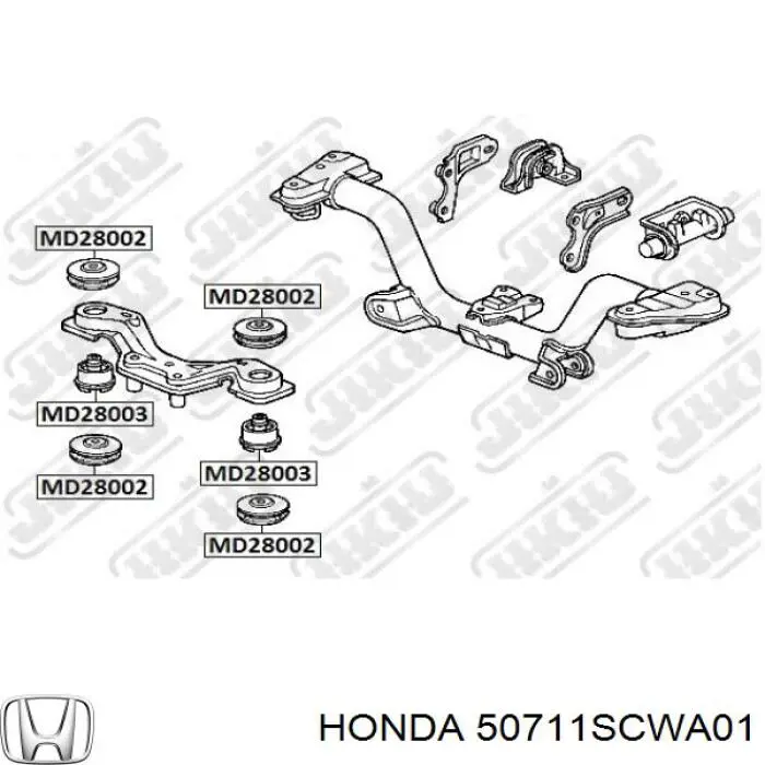 50711SCWA01 Honda Сайлентблок траверси кріплення заднього редуктора, передній