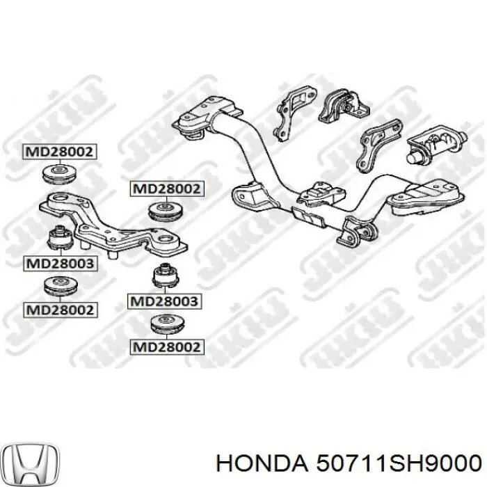 50711SH9000 Honda сайлентблок траверси кріплення заднього редуктора, передній