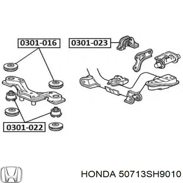 Купити 50713SH9010 Honda Сайлентблок траверси кріплення заднього редуктора, передній верхній