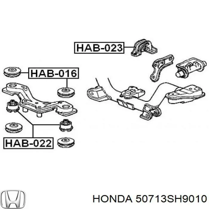 50713SH9010 Honda сайлентблок траверси кріплення заднього редуктора, передній верхній