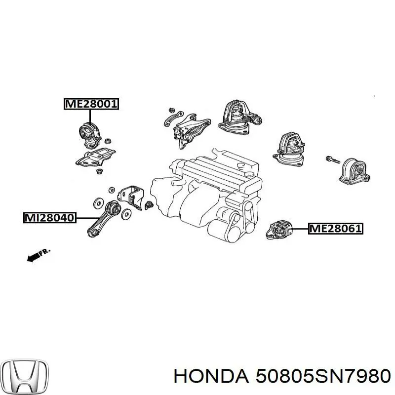 50805SN7980 Honda подушка (опора двигуна, права)