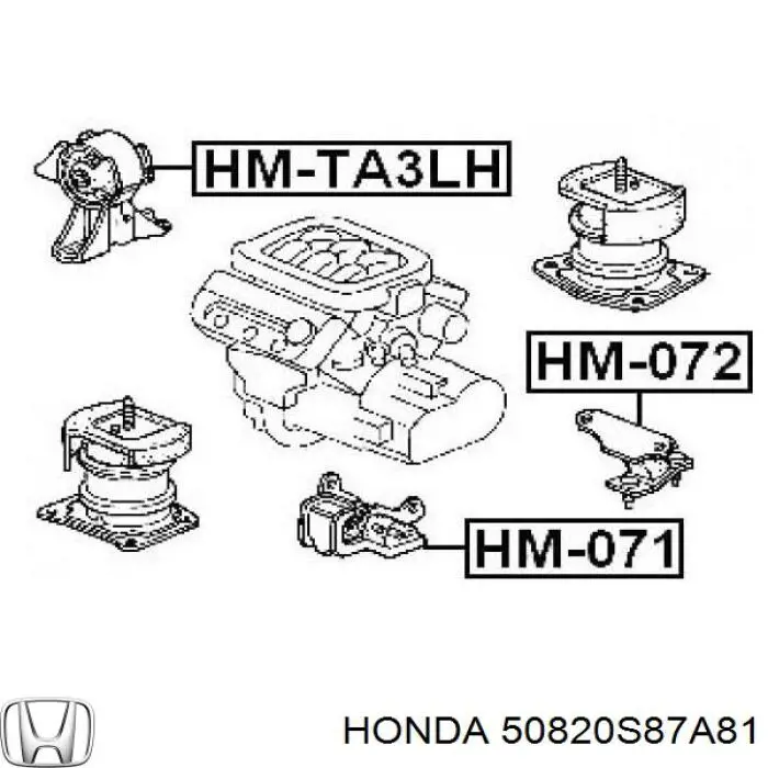 Купити 50820S87A81 Honda Подушка (опора) двигуна, права