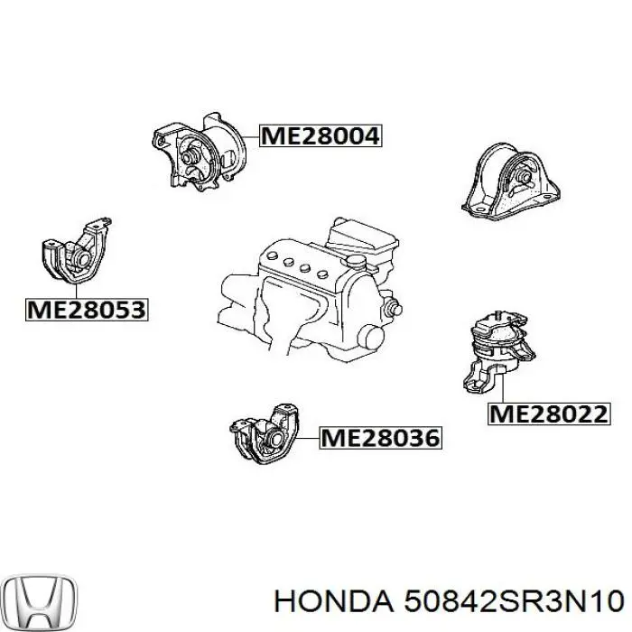 50842SR3N10 Honda подушка (опора двигуна, ліва передня)