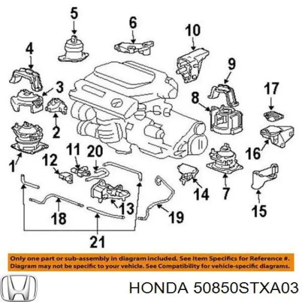 50850STXA03 Honda подушка (опора двигуна, ліва)