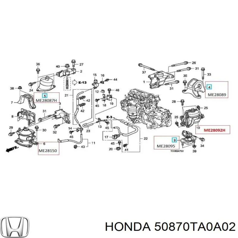 50870TA0A02 Honda подушка (опора двигуна, ліва верхня)