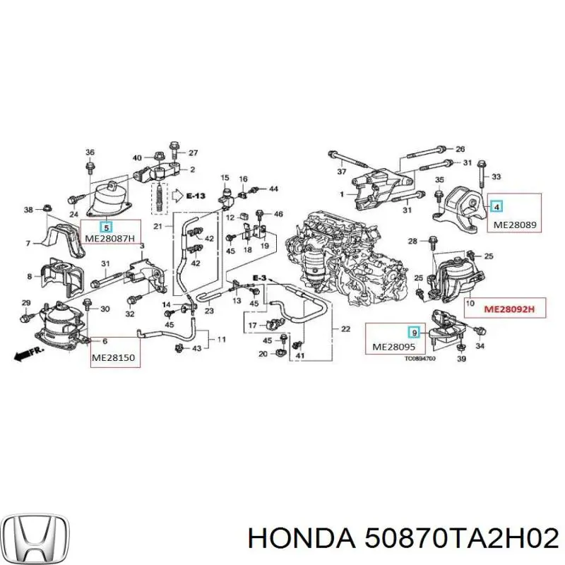 50870TA2H02 Honda Ліва опора двигуна