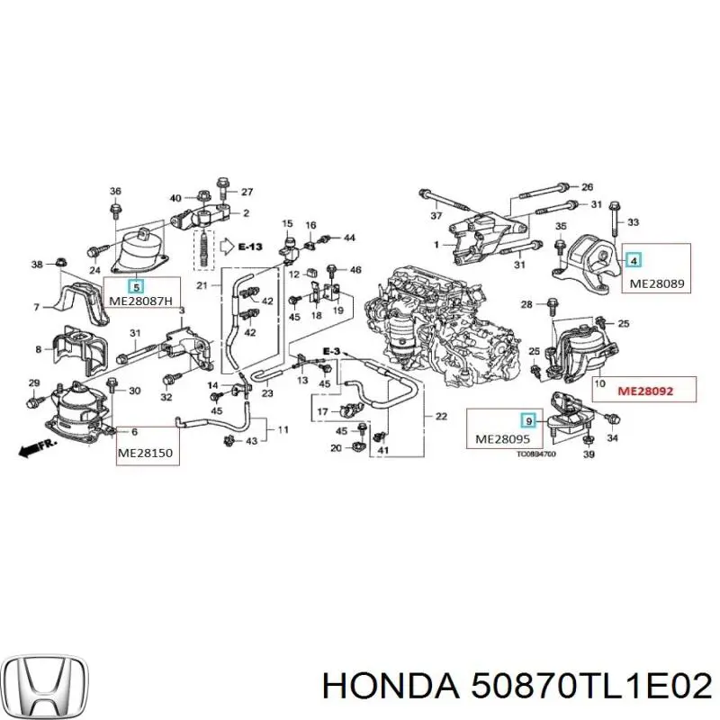 50870TL1E02 Honda подушка (опора двигуна, ліва верхня)