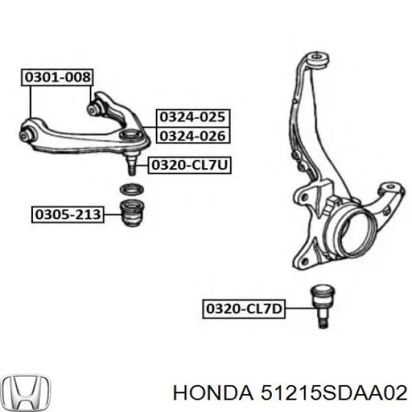Цапфа поворотна ліва Honda 51215SDAA02 ціна, від 73.30 USD