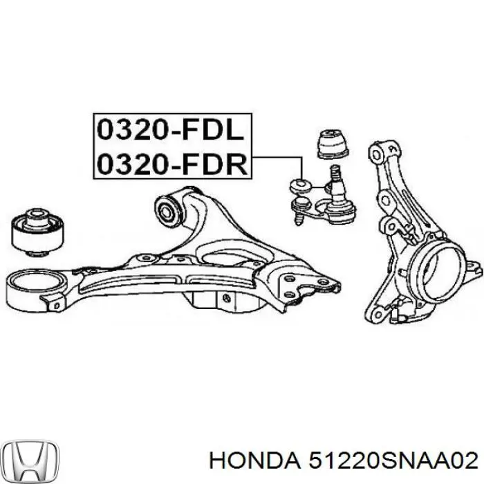 Кульова опора, нижня, права Honda 51220SNAA02 ціна, від 18.09 USD