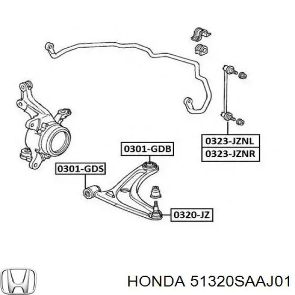 51320SAAJ01 Honda Солдатик стабілізатора, переднього, правий