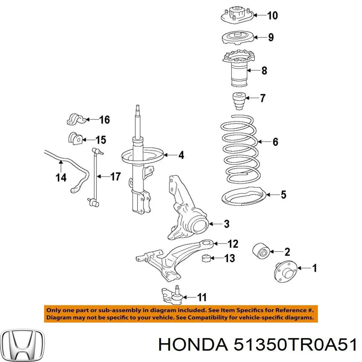 Купити 51350TR0A51 Honda Сайлентблок передньої підвіски