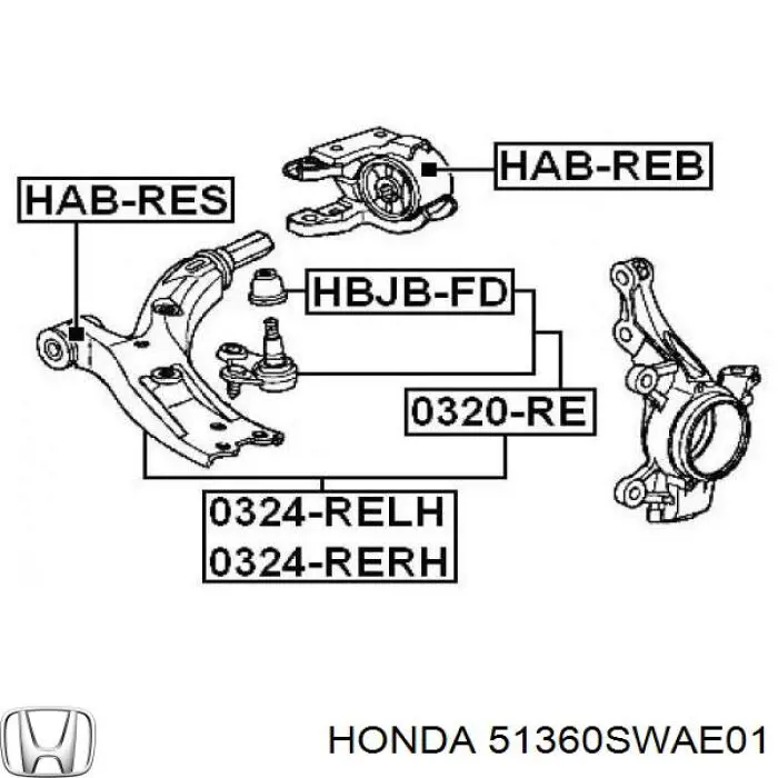 Важіль передній лівий Honda 51360SWAE01 ціна, від 63.35 USD