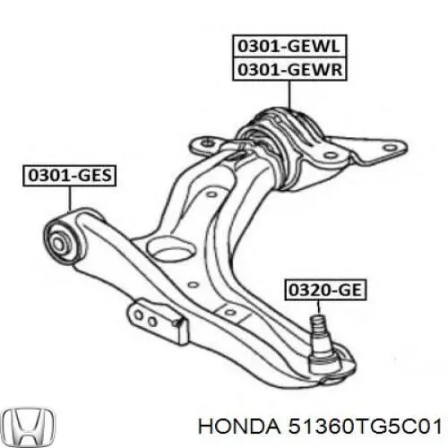 Купити 51360TG5C01 Honda Лівий важіль передній нижній підвіски