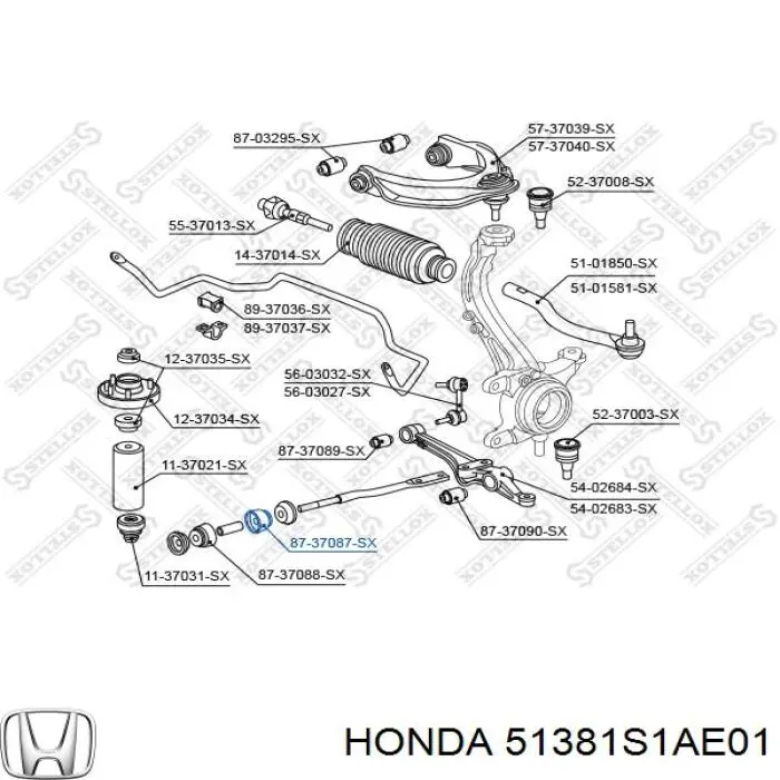 Купити 51381S1AE01 Honda Сайлентблок радіального важеля, передньої підвіски