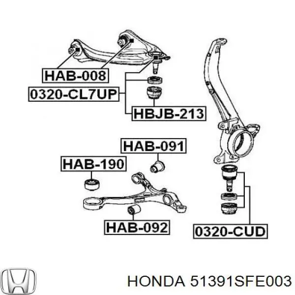 Сайлентблок нижнього важеля передньої підвіски Honda 51391SFE003 ціна, від 10.97 USD