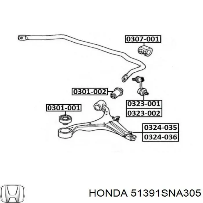 Сайлентблок нижнего переднего рычага  HONDA 51391SNA305