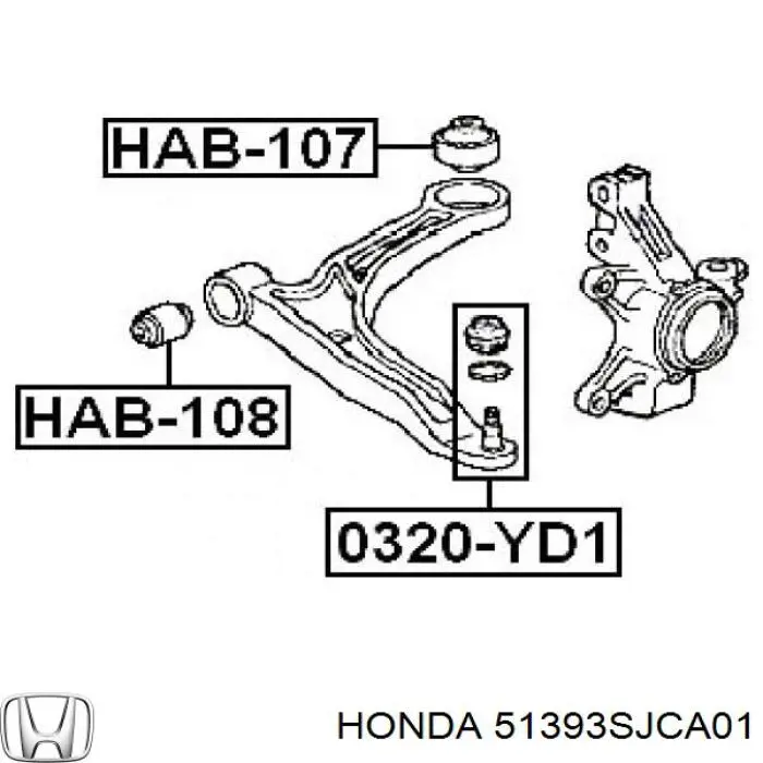 Сайлентблок переднього важеля 51393SJCA01 Honda