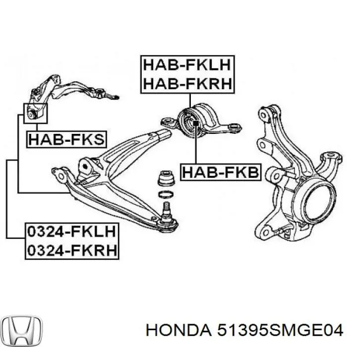 Сайлентблок нижнього важеля передньої підвіски Honda 51395SMGE04 ціна, від 27.99 USD