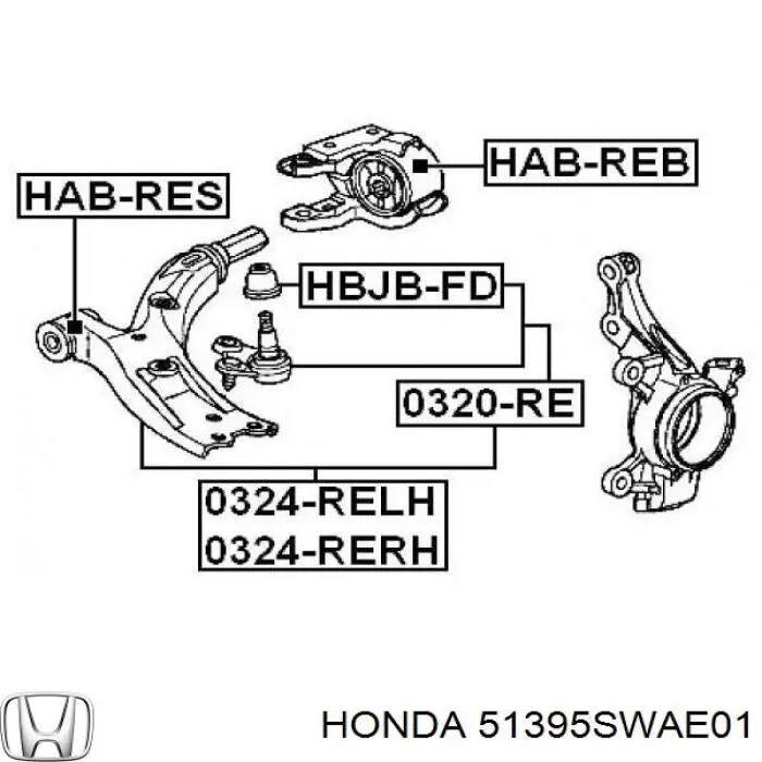 Сайлентблок переднього важеля 51395SWAE01 Honda