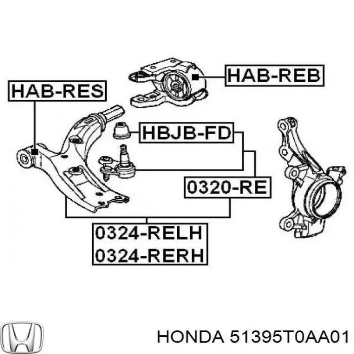 Купити 51395T0AA01 Honda Сайлентблок передньої підвіски