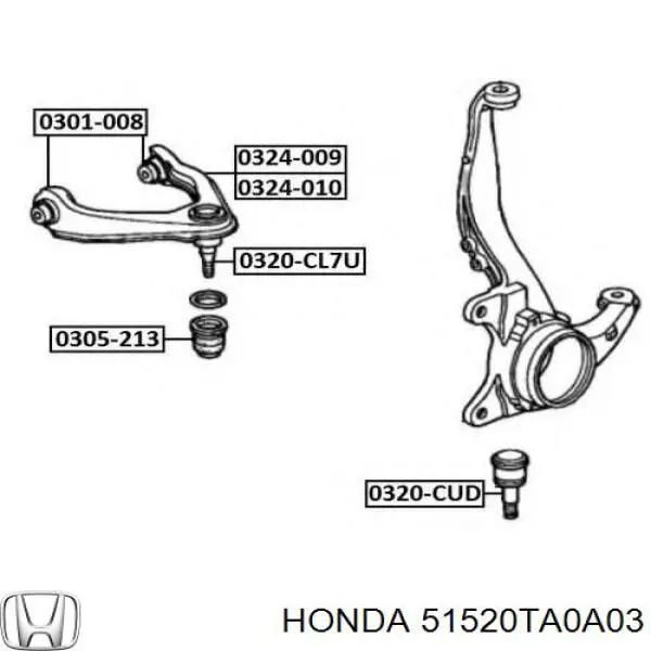 51520TA0A03 Honda важіль передньої підвіски верхній, лівий
