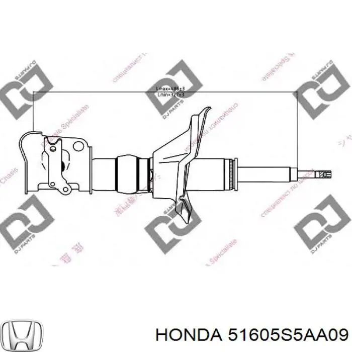 Амортизатор передній, правий Honda 51605S5AA09 ціна, від 102.90 USD