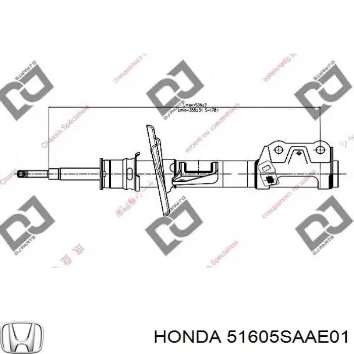 Амортизатор передній, правий Honda 51605SAAE01 ціна, від 54.37 USD