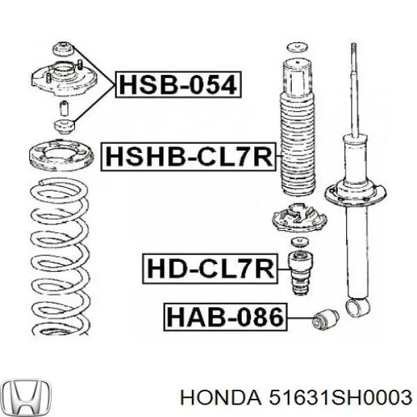 Купити 51631SH0003 Honda Втулка амортизатора заднього