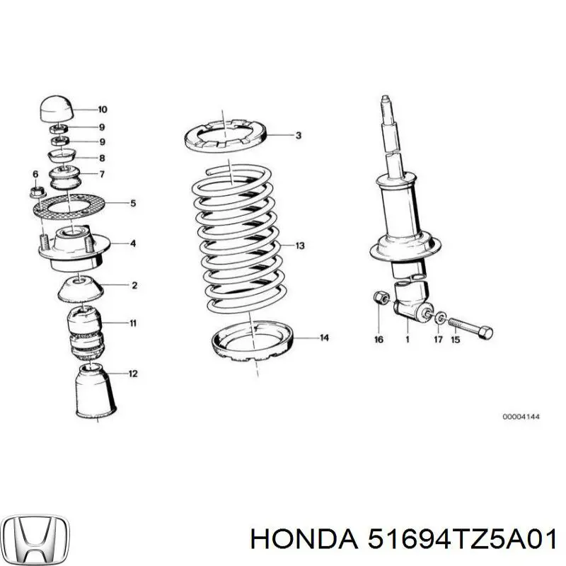 51694TZ5A01 Honda проставка (гумове кільце пружини передньої, нижня)