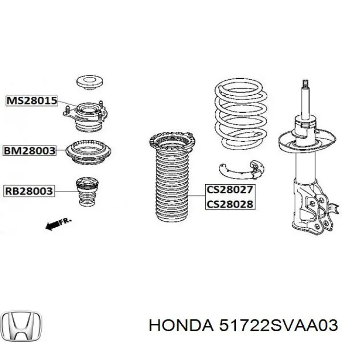 Буфер-відбійник амортизатора переднього Honda 51722SVAA03 ціна, від 11.86 USD