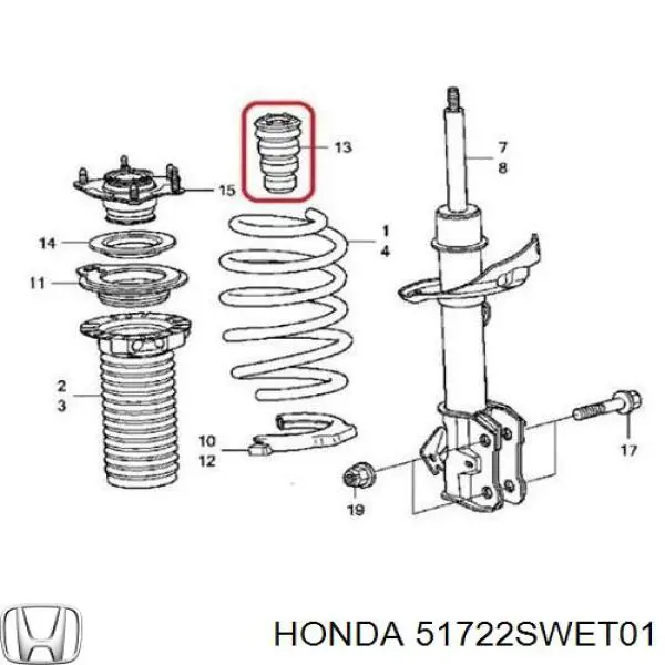 51722SWET01 Honda буфер-відбійник амортизатора переднього