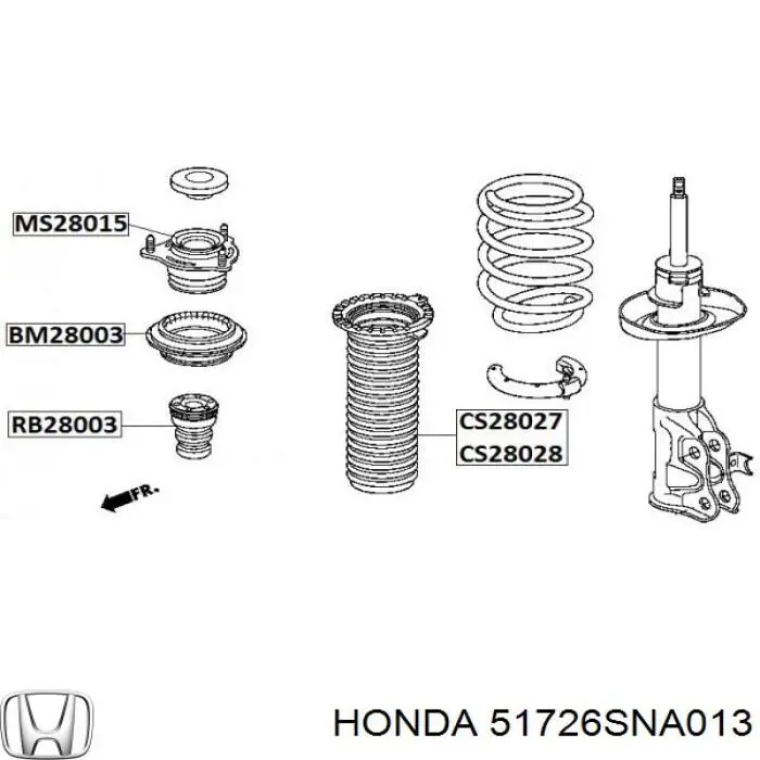 Підшипник опорний амортизатора, переднього Honda 51726SNA013 ціна, від 13.59 USD