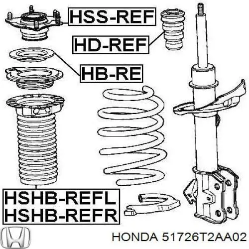 Підшипник опорний амортизатора, переднього Honda 51726T2AA02 ціна, від 11.47 USD