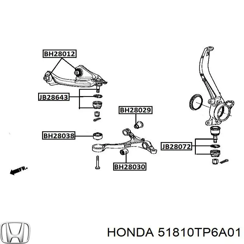 Сайлентблок переднього нижнього важеля 51810TP6A01 Honda