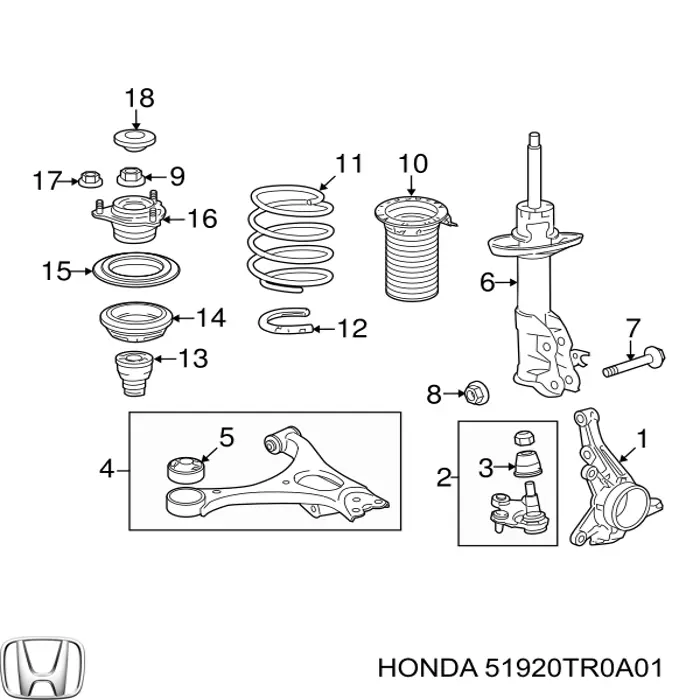 Купити 51920TR0A01 Honda Опора амортизатора переднього