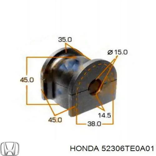 Втулка стабілізатора заднього Honda 52306TE0A01 ціна, від 7.73 USD