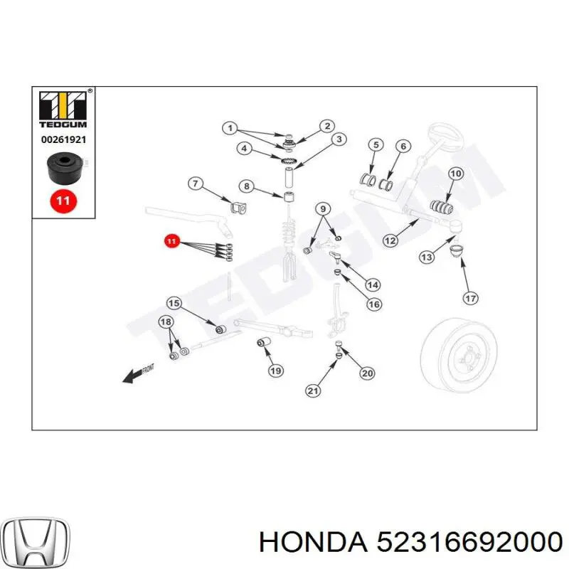 Втулка стійки переднього стабілізатора 52316692000 Honda