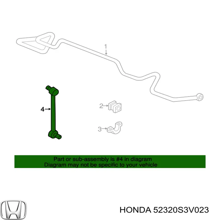 Стійка стабілізатора заднього, права 52320S3V003 Honda