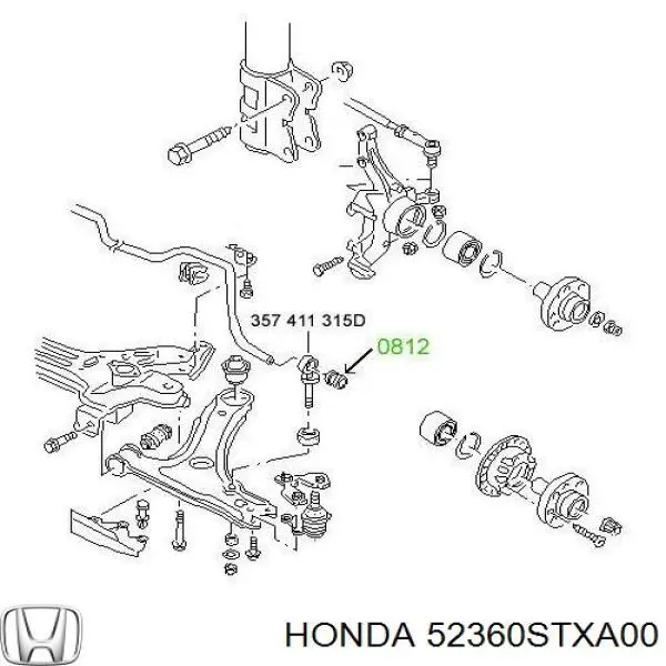 Важіль задньої підвіски нижній, лівий Honda 52360STXA00 ціна, від 44.34 USD
