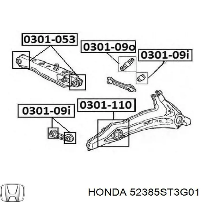 52385ST3G01 Honda Сайлентблоки поздовжніх важелів передньої підвіски
