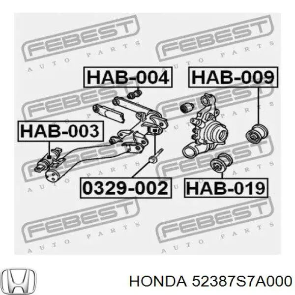 52387S7A000 Honda болт кріплення заднього нижнього важеля, внутрішній