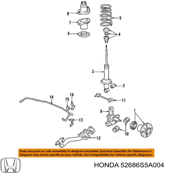 52686S5A004 Honda проставка (гумове кільце пружини задньої, верхня)