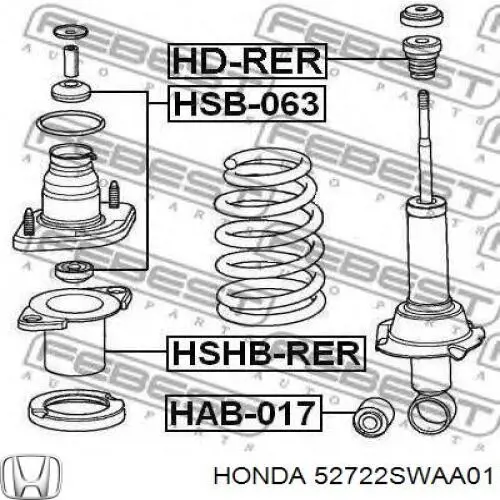 Відбійник на задні амортизатори Honda 52722SWAA01 ціна, від 4.06 USD