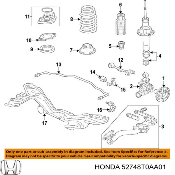 52748T0AA01 Honda Проставка (гумове кільце) пружини передньої, нижня